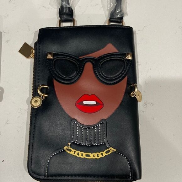 Cute Big Glasses Face Clutch Purse Gold - Picture 2 of 11